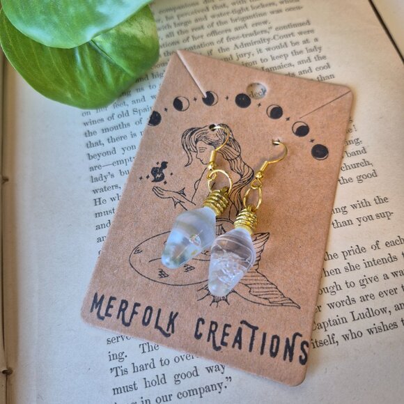 Holiday Christmas Lights Earrings Handmade in CLEAR - Picture 2 of 2